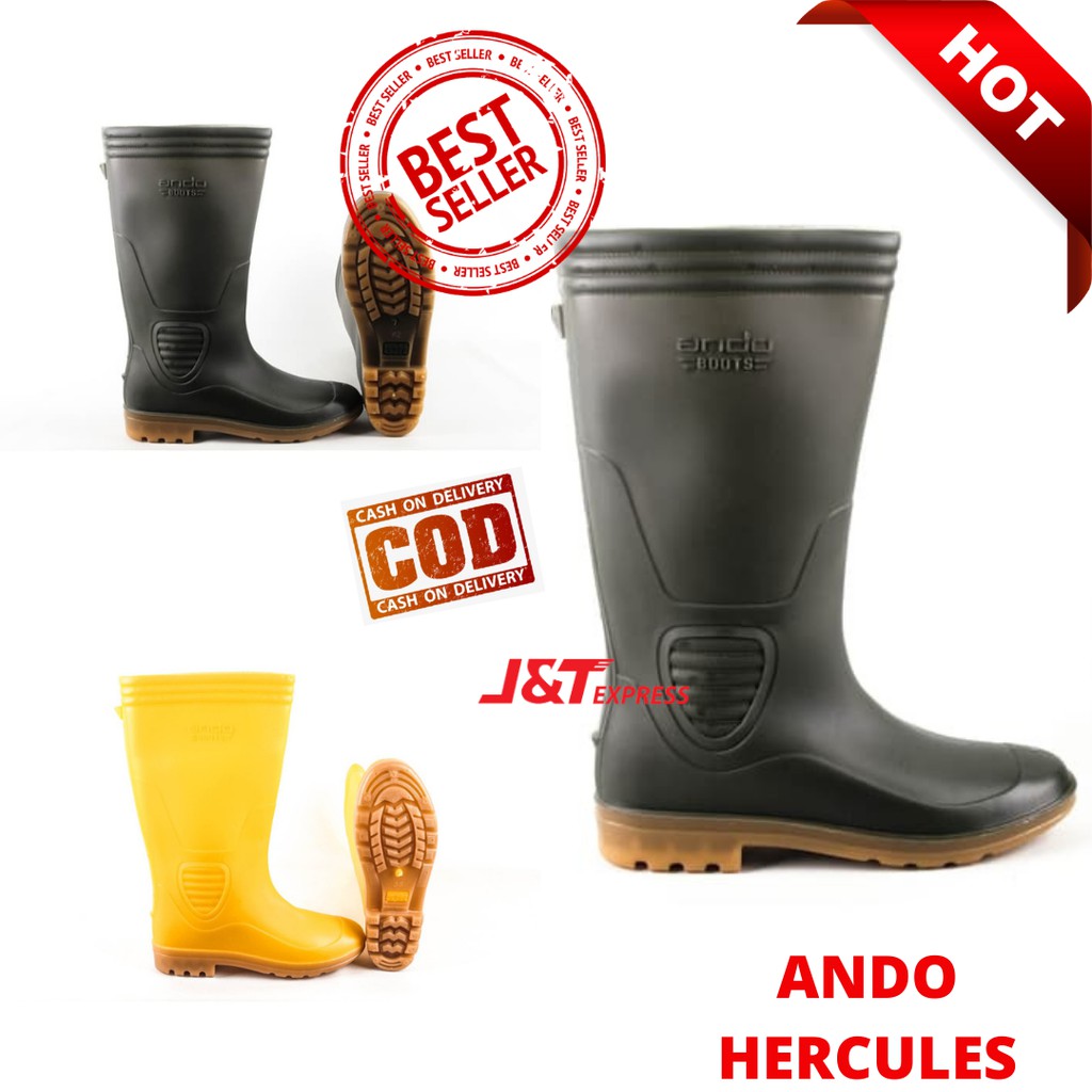 Sepatu Boot Safety Boots Karet Tinggi Panjang Kebun Anti Slip ANDO