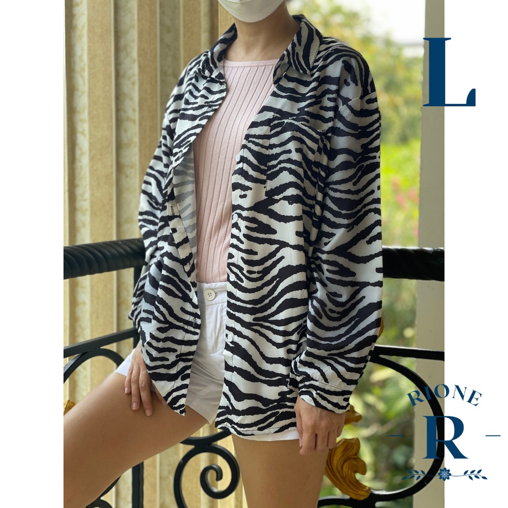 Kemeja Wanita Casual Premium Silk Lengan Panjang Motif Print Korea KM02-7