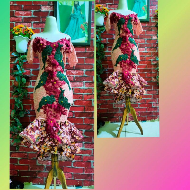 dres penyanyi/baju penyanyi/baju singer/dres motiv peach