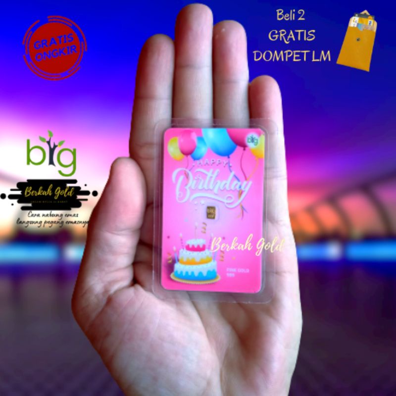 ❤Big gold Emas mini Murni 0.1 gram Logam Mulia Gift Series Birthday Pink