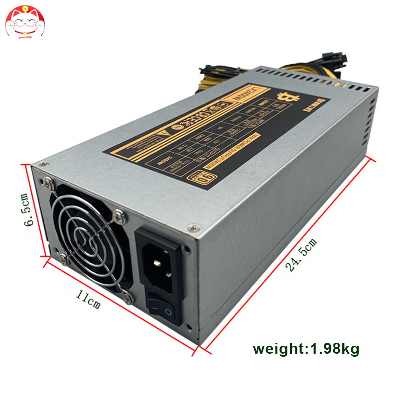 Power Supply Mining Mining 1600 / 1800 / 2000w Untuk Eth Rig Ethereum Miner S9 S7 L3 + Plus