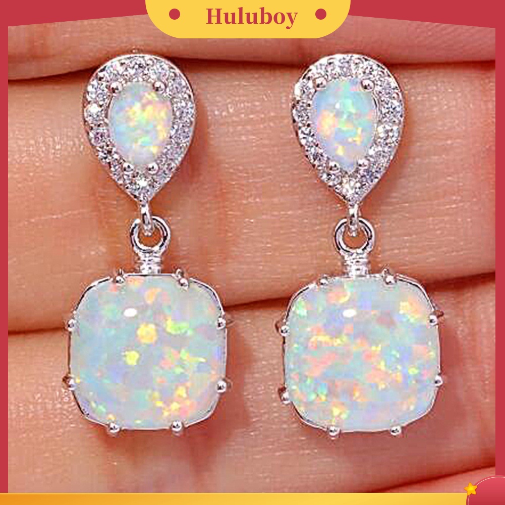 Hu Hu Hu Hu Hu Alat Bantu Pasang Kacamata♡ Anting Tusuk Gantung Wanita Hias Opal Api Untuk Pesta