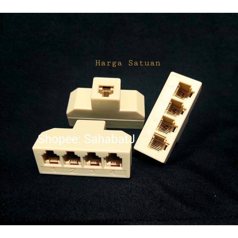 Barrel RJ11 Connector 1-4 Lubang Splitter Sambungan Kabel Telepon Konektor