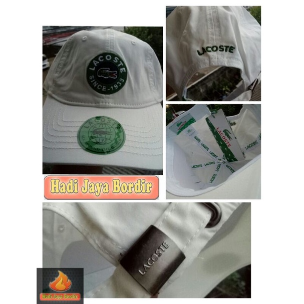topi lacoste logo bulat grade original white 100%