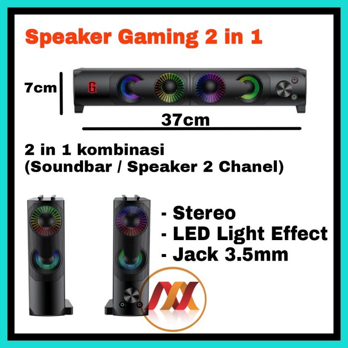 NA - Soundbar Gaming 2 in 1 Robot Speaker Aktip LED RGB Stereo rs300