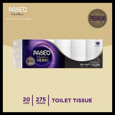 

Paseo Royal Classic Tissue Toilet Roll Core Emboss 275 Sheets 20 Roll