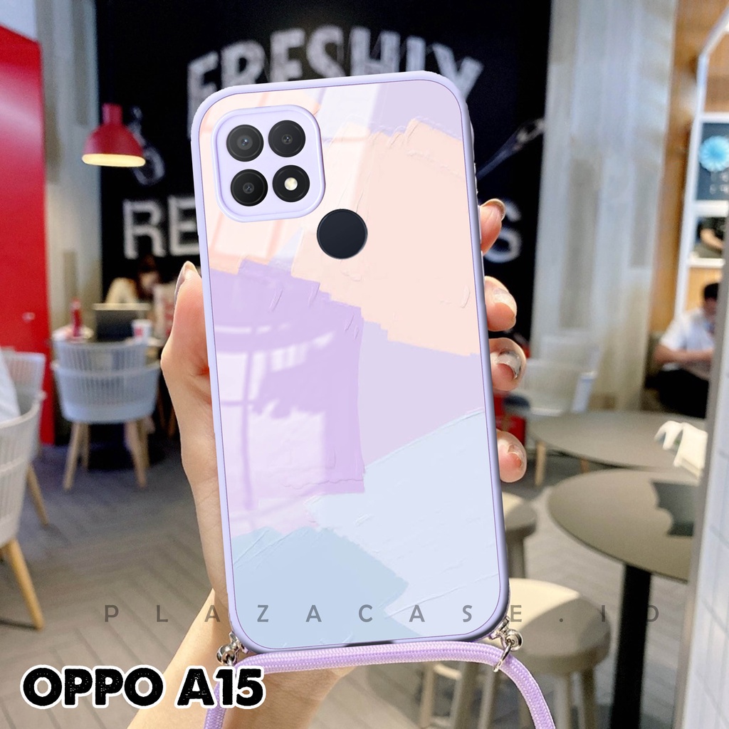 Softcase Glass Kaca + Tali - K104 -  For Oppo A15 A54 A16 A5S RENO 5 RENO 5F RENO 6 - Case Lucu - Case Oppo A54 - Casing Hp Oppo A16 - Casing Hp Oppo A15 - Kesing Oppo A5S - Softcase RENO 5 - Casing RENO 5F - Sarung Hp RENO 6 4G - Case A54 - Plazacase