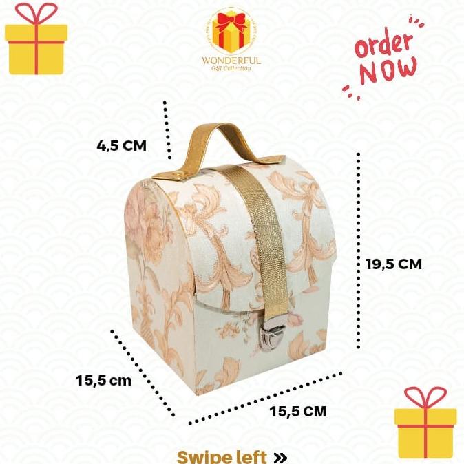 

Sale!!! Hardbox Hamper Lebaran Model Tas Kunci Pita Gold Coklat 15X15X19 L040B - Paling Dicari