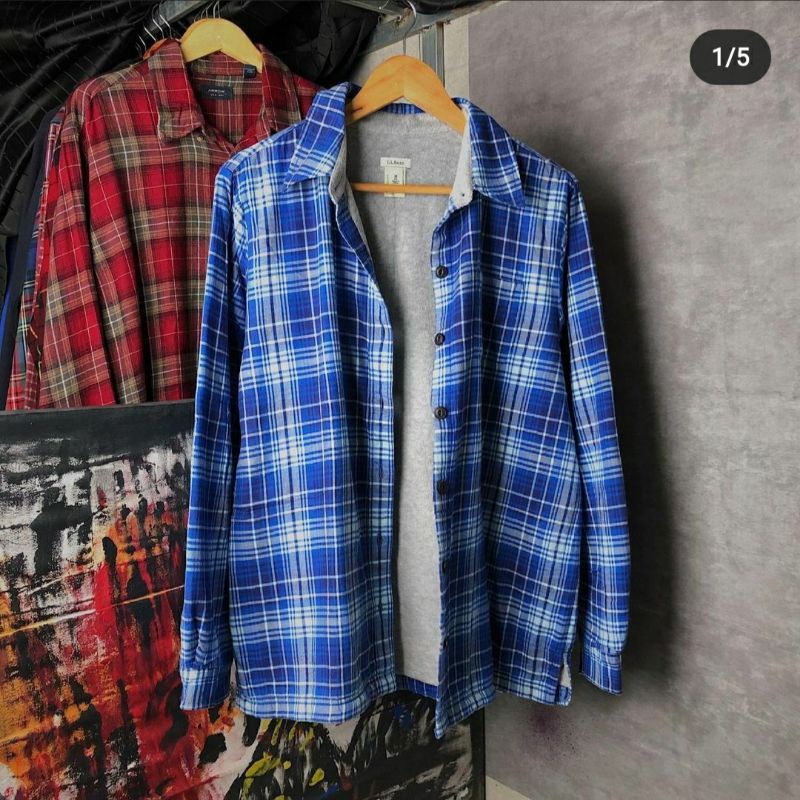 Kemeja flanel LL Bean sherpa lining