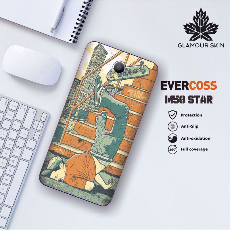 *(Dapat2PCS)* EVERCOSS M50 STAR Garskin Case/Stiker Protector Motif SKATE