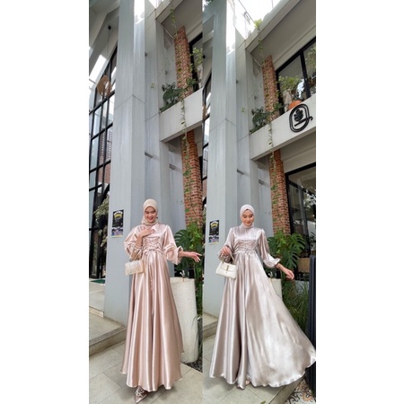 Kaleya Silk Long Dress Kondangan Wanita Bridesmaid Satin Dress Premium Bigsize Wanita