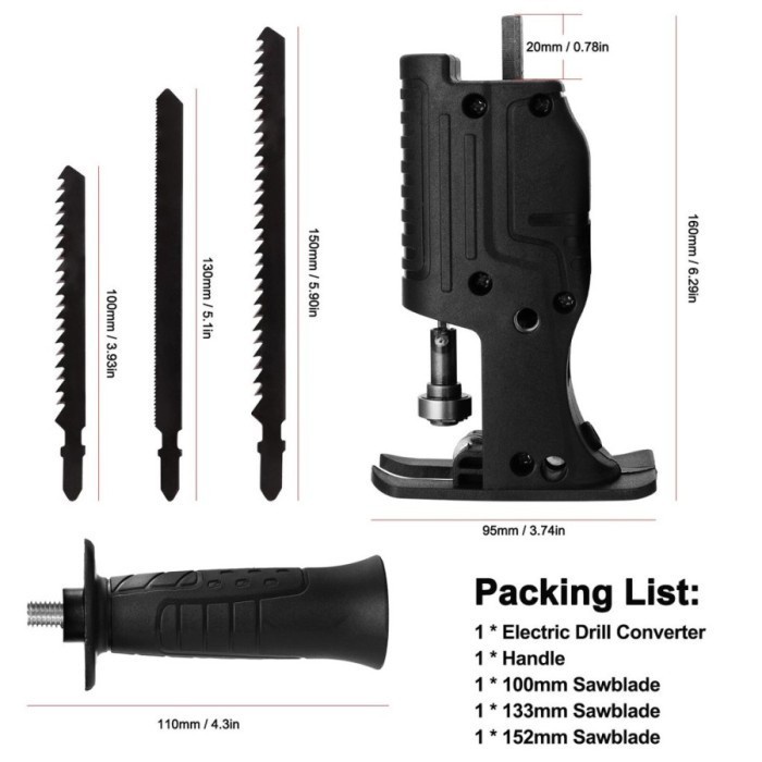 Adapter Adaptor Mesin Bor Jadi Gergaji Kayu Jig Saw Reciprocating