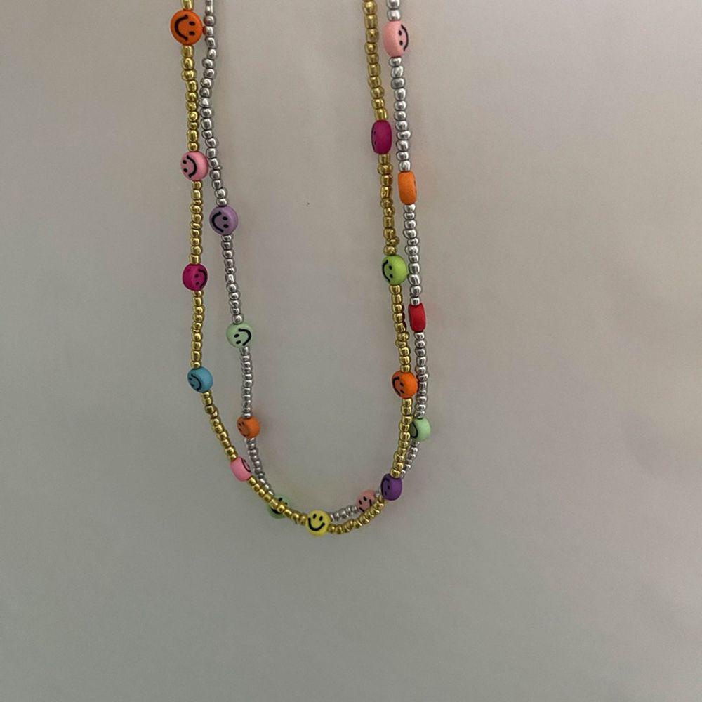 [Elegan] Smiley Face Kalung Kreatif Minoritas Gadis Hadiah Y2K Resin Sederhana Gaya Korea Kalung