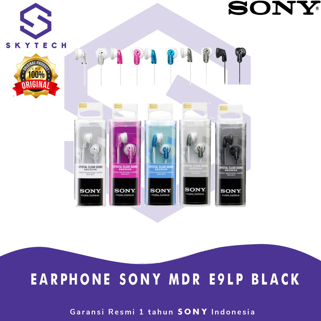 EARPHONE SONY MDR E9LP BLACK ORIGINAL GARANSI RESMI