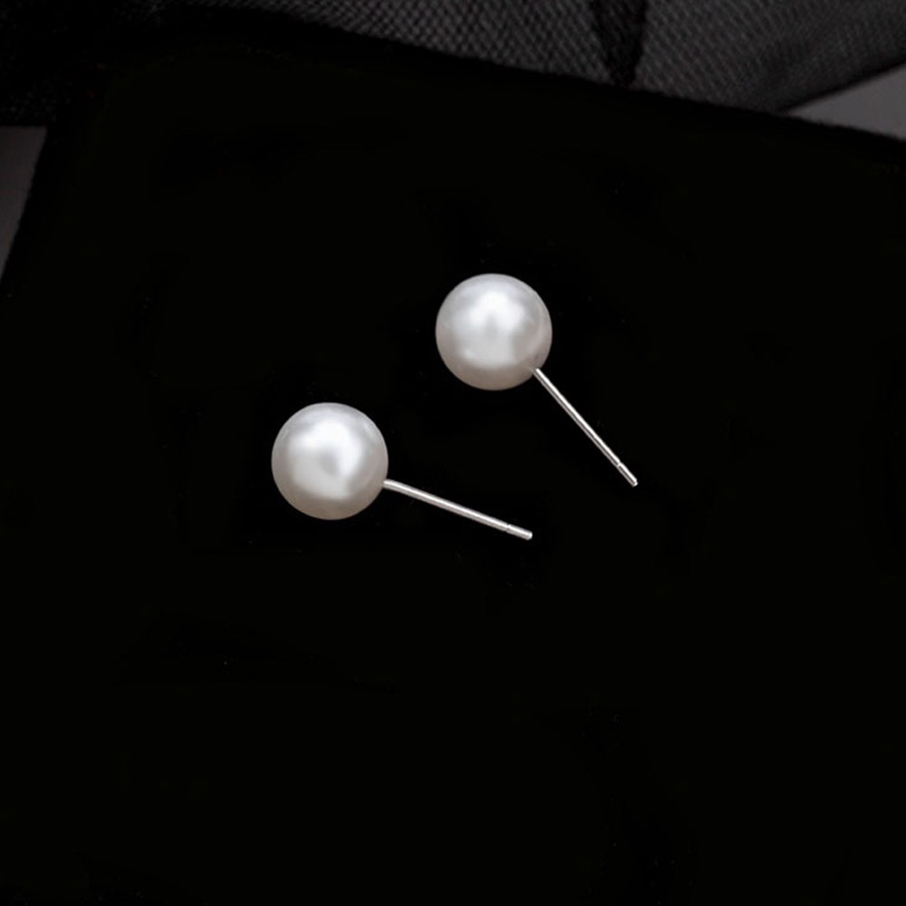 Anting Stud Mutiara Simulasi Warna Silver Untuk Wanita