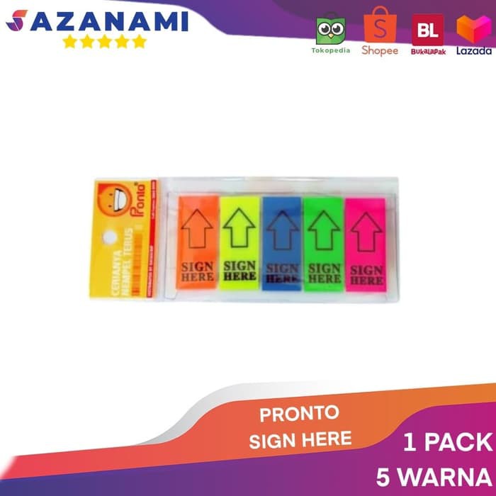 Jual Pronto Sign Here Warna Penanda Tanda Tangan Memo Sticky Note Shopee Indonesia