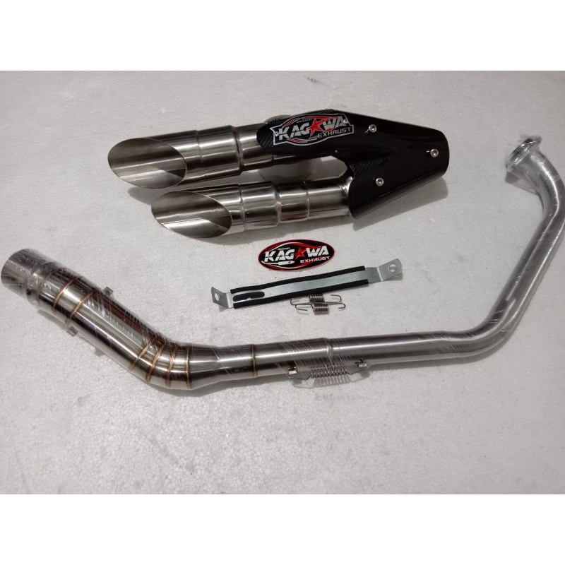 Knalpot Racing Double Selencer Akrapovic Cbr150r Cb150r R15 Vixion Tiger Gsx150r Ninja250sl Satriafu