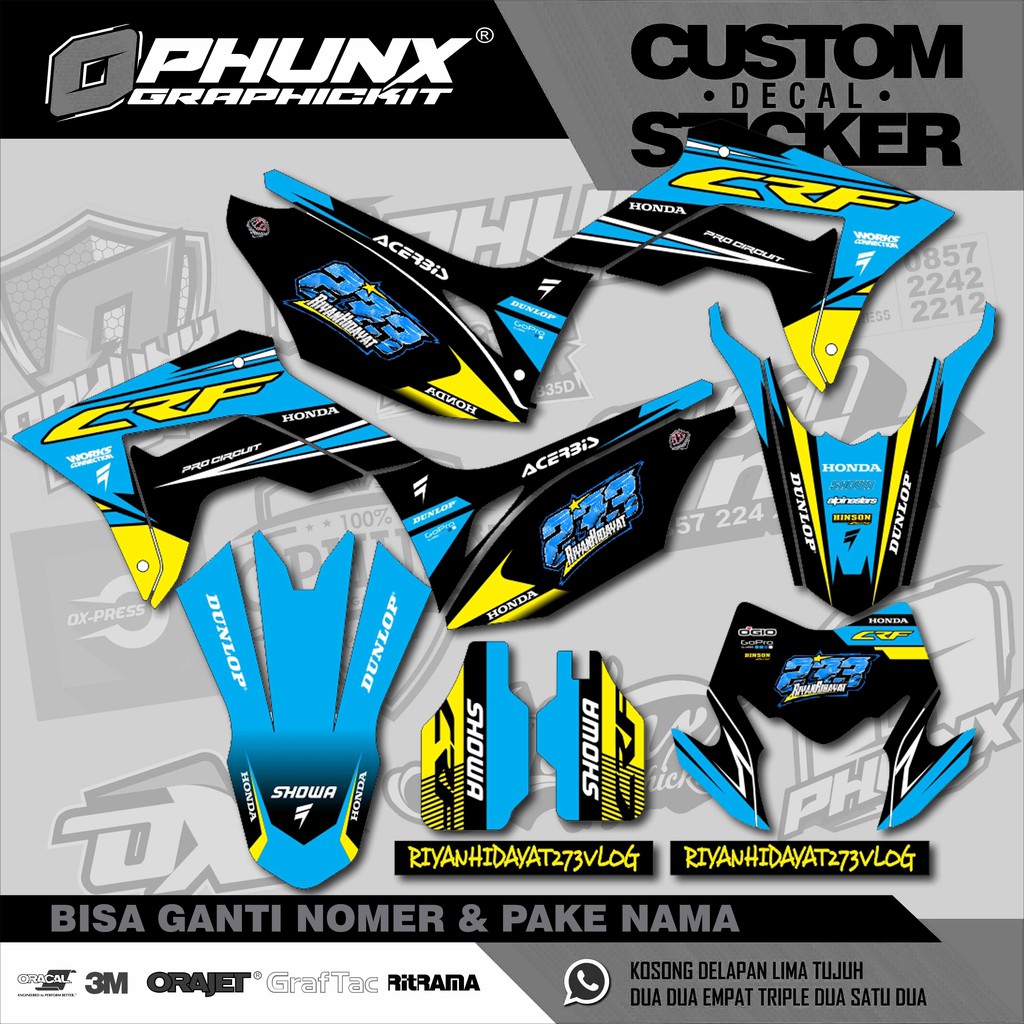 Sticker Decal Crf Blue Yellow 223