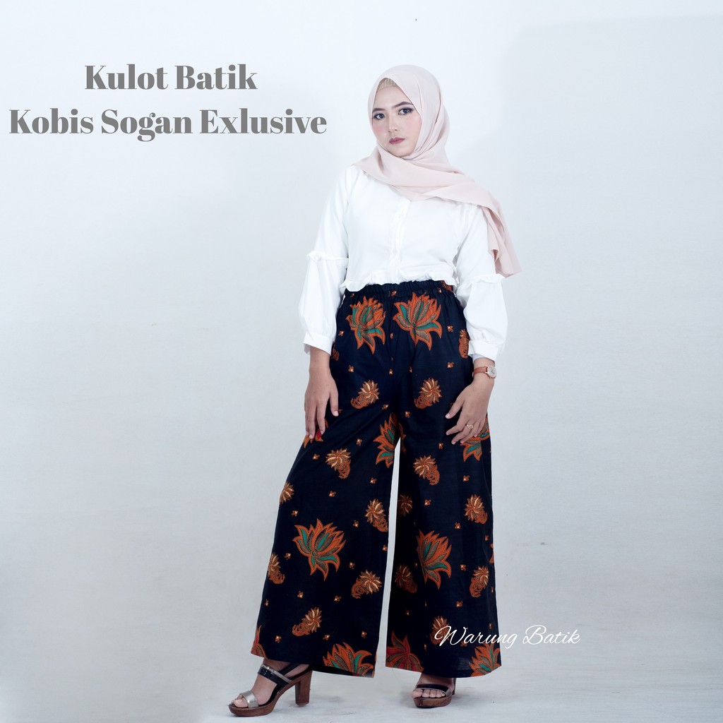 KULOT BATIK WANITA PEKALONGAN SOGAN MOTIF BATIK JARIK LAWASAN CULLOTES PANTS MURAH KULOT BATIK-Kobis sogan exlusive