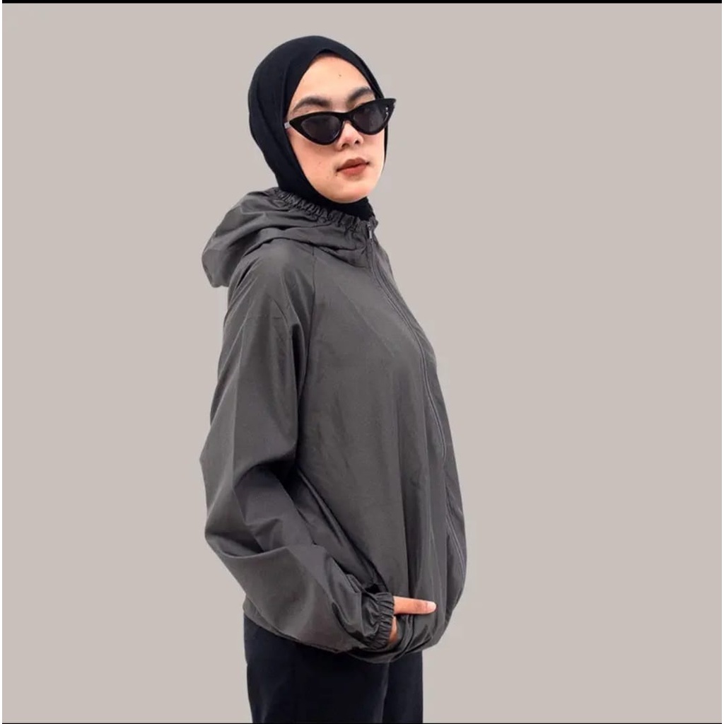 Jaket Olahraga Parasut Polos Pria/Wanita Sauna Suit, Jogging, Lari, Bersepeda, Despo, Gym Fitnes, Senam,