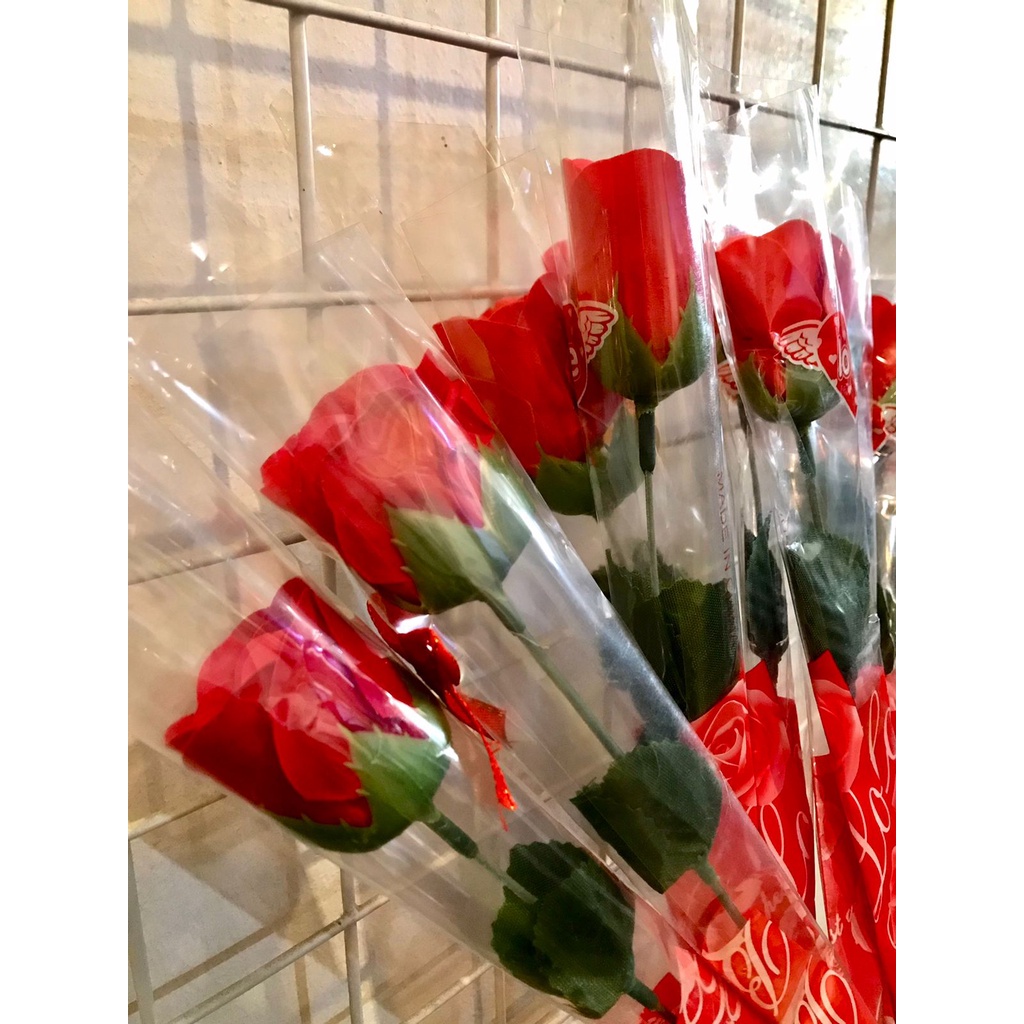 BUNGA MAWAR MERAH PLASTIK RED ROSE