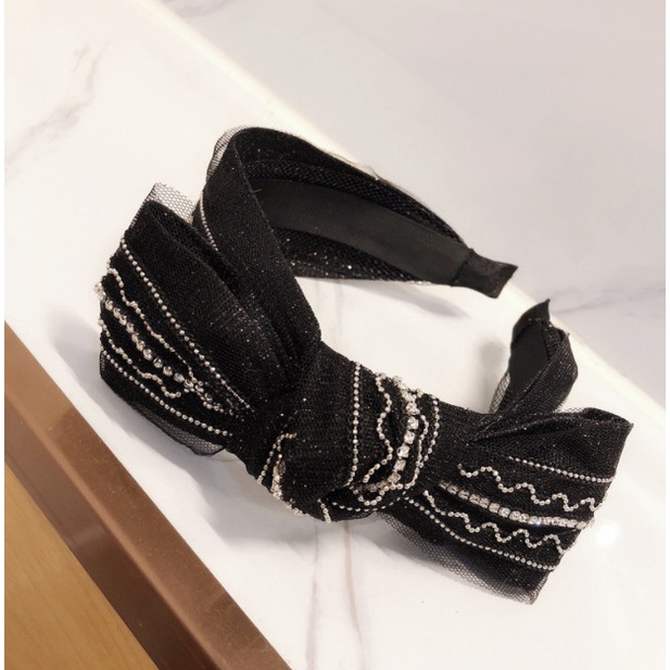 Bando Bandana Korea Wanita / Headband Pita Lebar Berlian Swarovski Dae