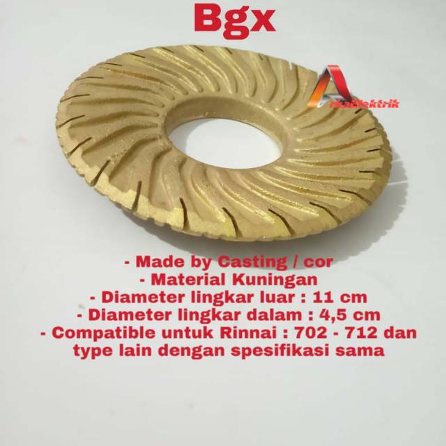 Burner Kuningan Tornado Kompor Gas Rinnai RI-602BGXRI-712BGX RI-712TG