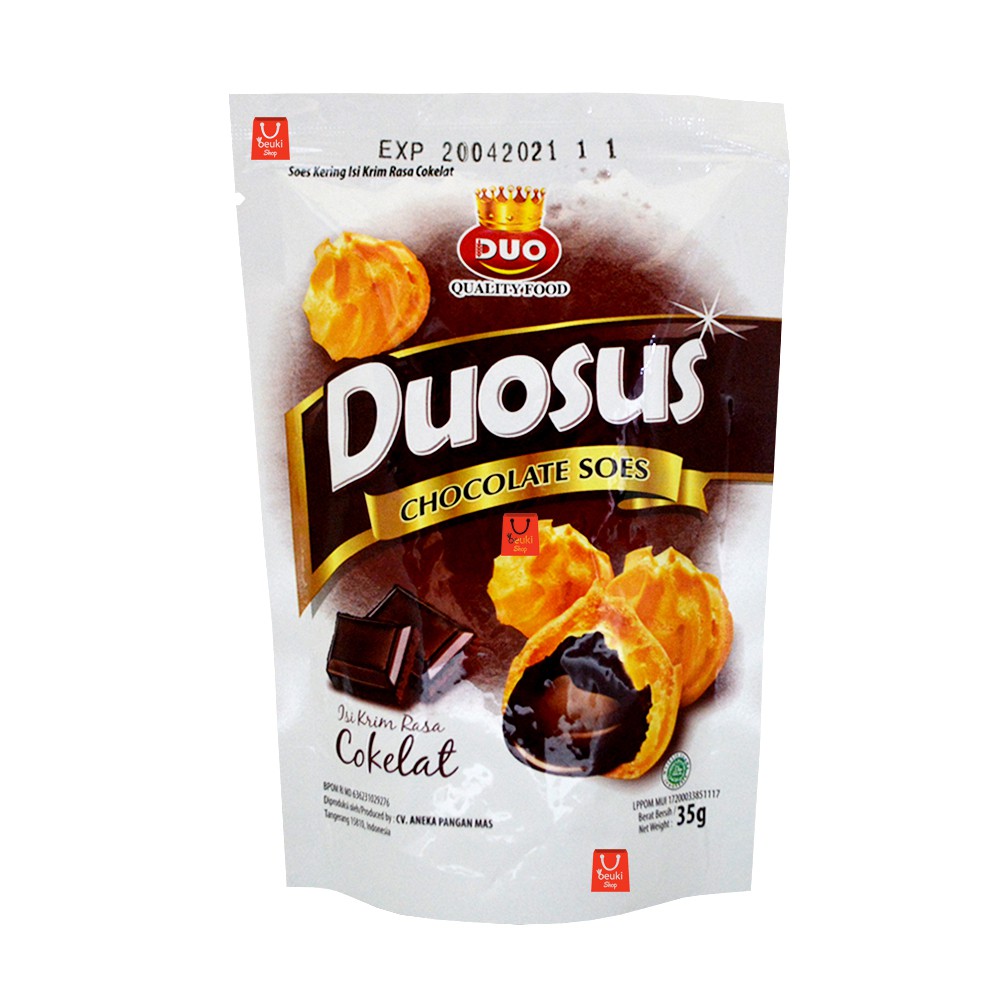 

POUCH Duosus Chocolate Sus Kering Berisi Coklat Lumer Soes Premium - 35gr