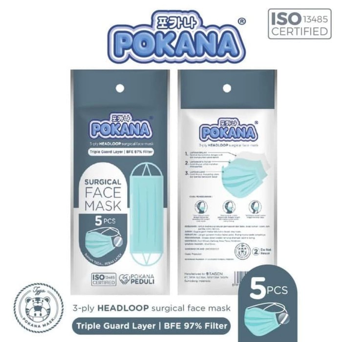 Pokana Headloop Surgical Face Mask / Masker Medis 3ply