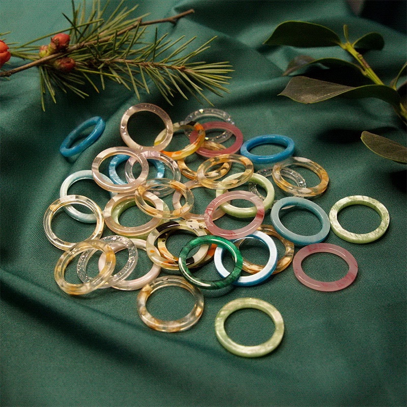 Grosir 10 pcs Set Cincin Warna-warni Set Resin Akrilik Knuckle Ring Midi Jari Wanita Perhiasan Pencampuran Acak Hot