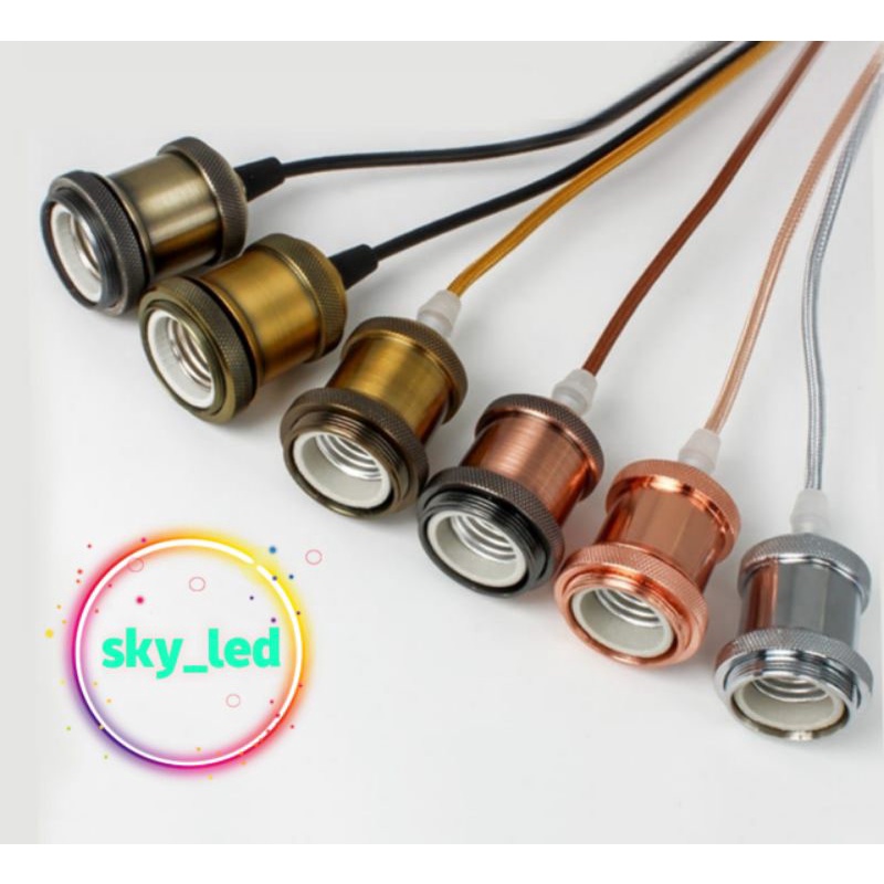 SKY_LED / FITTING HIAS / FITING LAMPU GANTUNG E27 ALUMINIUM + KOP KABEL TANPA EDISON FILAMENT