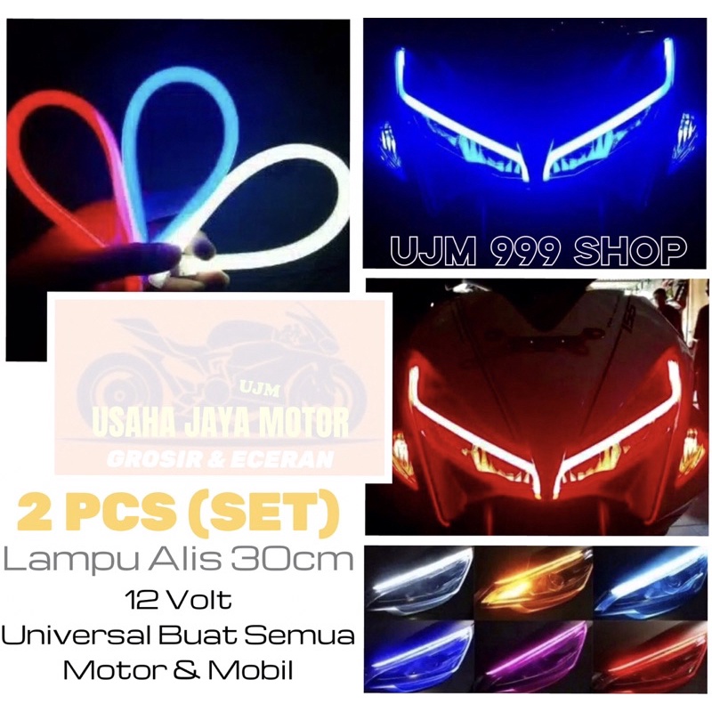 Lampu Alis LED 30cm Set 2 Pcs Lampu Alis Fleksibel 12 Volt Universal Buat Semua Motor &amp; Mobil