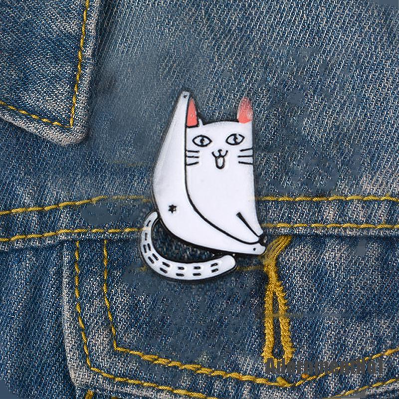 (Adornmentno1) Bros Pin Enamel Bentuk Kartun Kucing Untuk Aksesoris Jaket / Pakaian