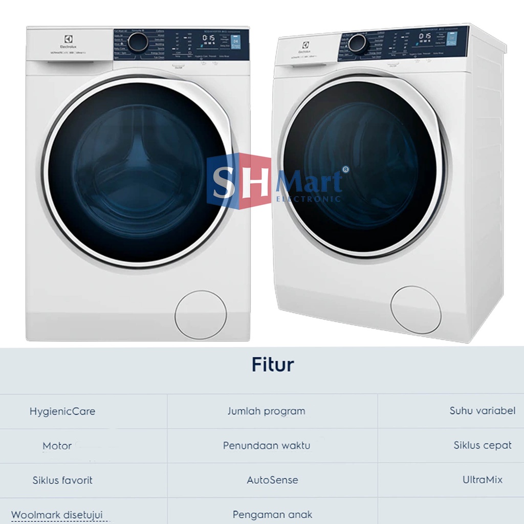 MESIN CUCI FRONT LOADING 8 KG ELECTROLUX EWF-8004E3WB / EWF-8024P5WB INVERTER GARANSI RESMI (MEDAN)