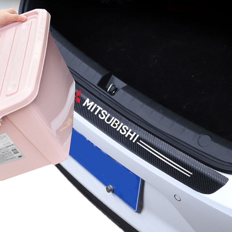 Mobil Bumper Bagasi Serat Karbon Stiker untuk Mitsubishi Xpander Mirage Lancer Pajero Kuda Outlander Aksesoris