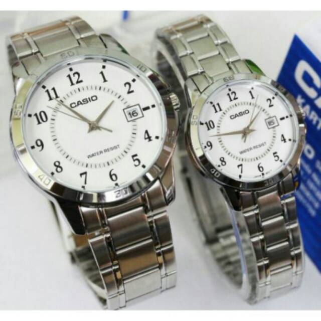 JAM TANGAN COUPLE CASIO RANTAI ORIGINAL GARANSI INTERNASIONAL TAHAN AIR ELEGANT HARGA BERSAHABAT...