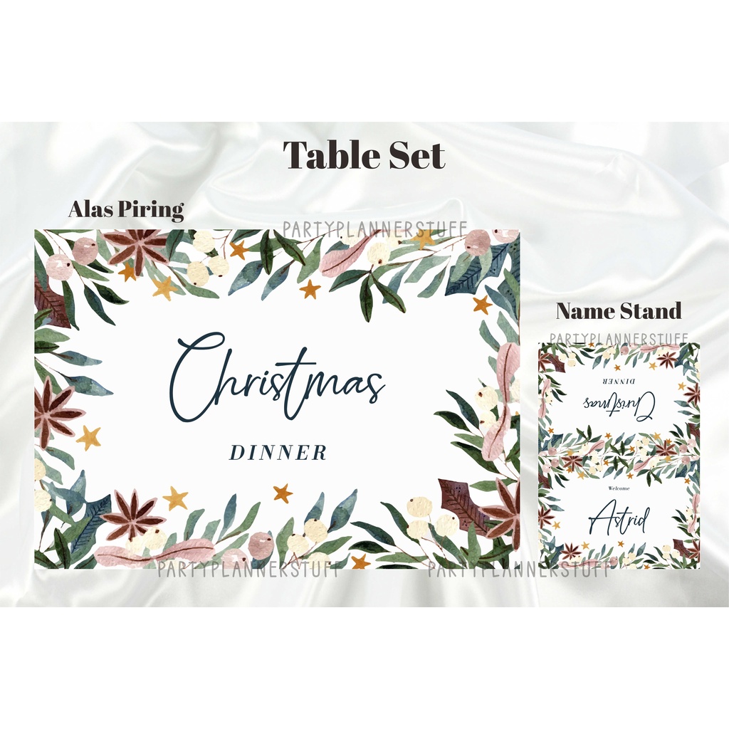 Table set dekorasi natal christmas dinner lunch dekor bridal shower baby shower anniversary birthday