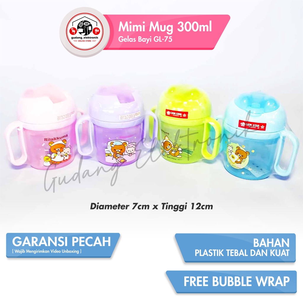 Botol Minum Anak Gelas Bayi / Lion star / GL-75 Mimi Mug 350 Ml Botol Minum Anak Lion Star