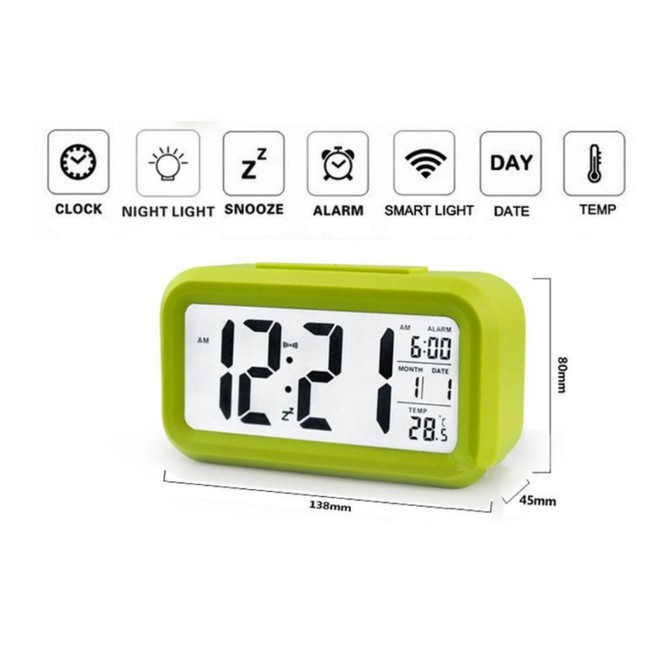 Jam Meja Digital / Jam Weker Pintar / Digital Smart Alarm Clock -  Lampu LED Sensor Temperatur / Jam Weker Pintar