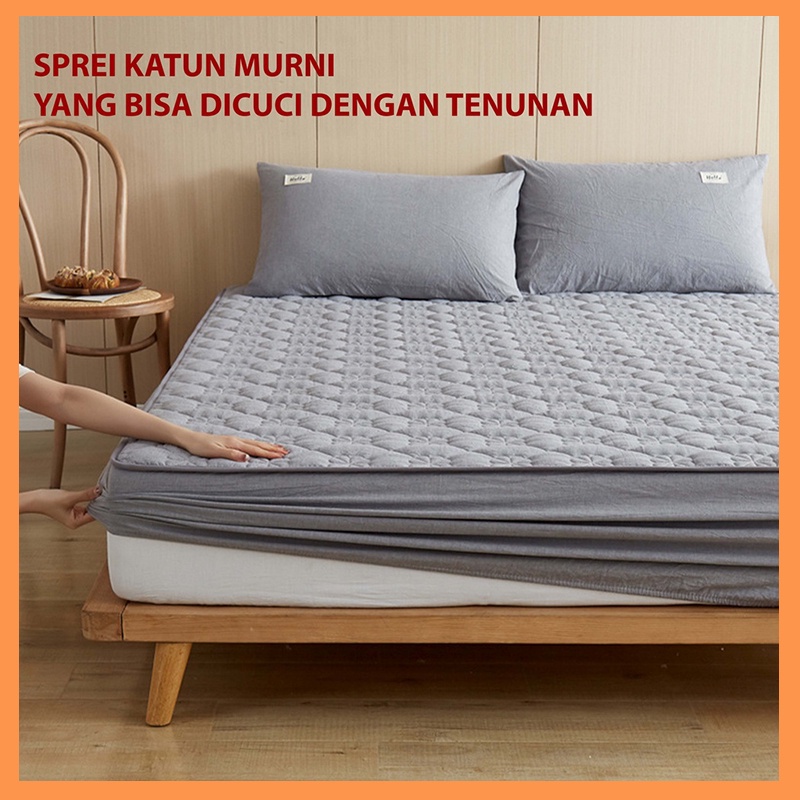 Warna polos Sprei Anti Air/ Sprei Waterproof Protector bermotif ukuran 120x200 160x200 180x200