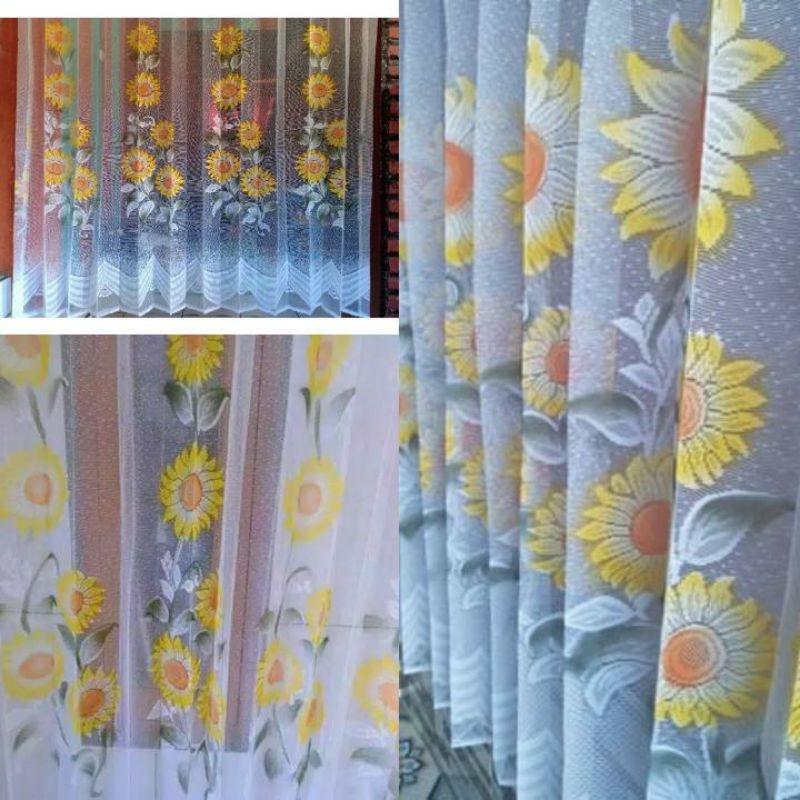 gorden vitrase/tile/Daleman hordeng motif bunga matahari