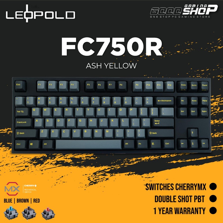 Leopold FC750R Ash Yellow PD TKL Double Shot PBT Mechanical Keyboard