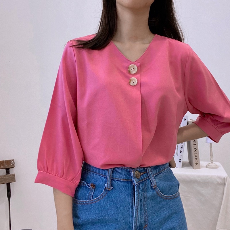 HARI Classic Simple Blouse Daily / Blus Wanita Casual Korea / Atasan Kantor Murah 338