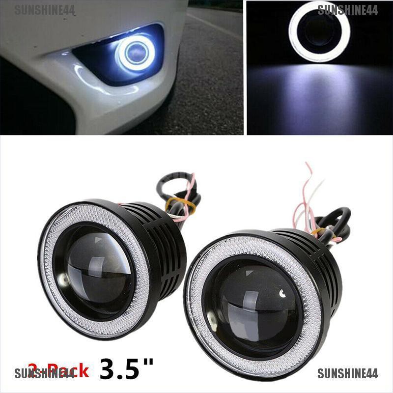 (SUNSHINE44) 1pc Lampu Kabut LED 3.5 &quot;Angel Eyes Warna Putih Untuk Mobil SUV Universal