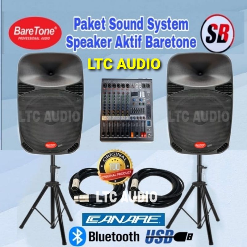PAKET SOUND SPEAKER BARETONE AKTIF MAX 15MB + MIXER SOUNDBEST 6 CHANNEL/ PAKET SOUND BARETONE 15 INC