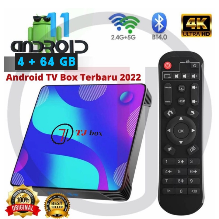 TJBOX X88 Pro 10 Android Tv Box RAM 4GB ROM 64GB RK3318 VERSI Android 11 ORIGINAL