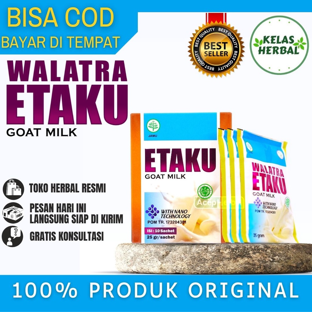 

Susu Kambing Etawa Asli Original - Susu Kambing Etawa Isi 10 Sachet - Susu Kambing Etawa Bubuk Murni Walatra Etaku Goat Milk