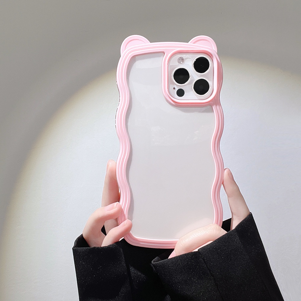 Soft Case Silikon Transparan Desain Telinga Beruang Untuk Iphone 13 XS XR 11 12 PRO MAX