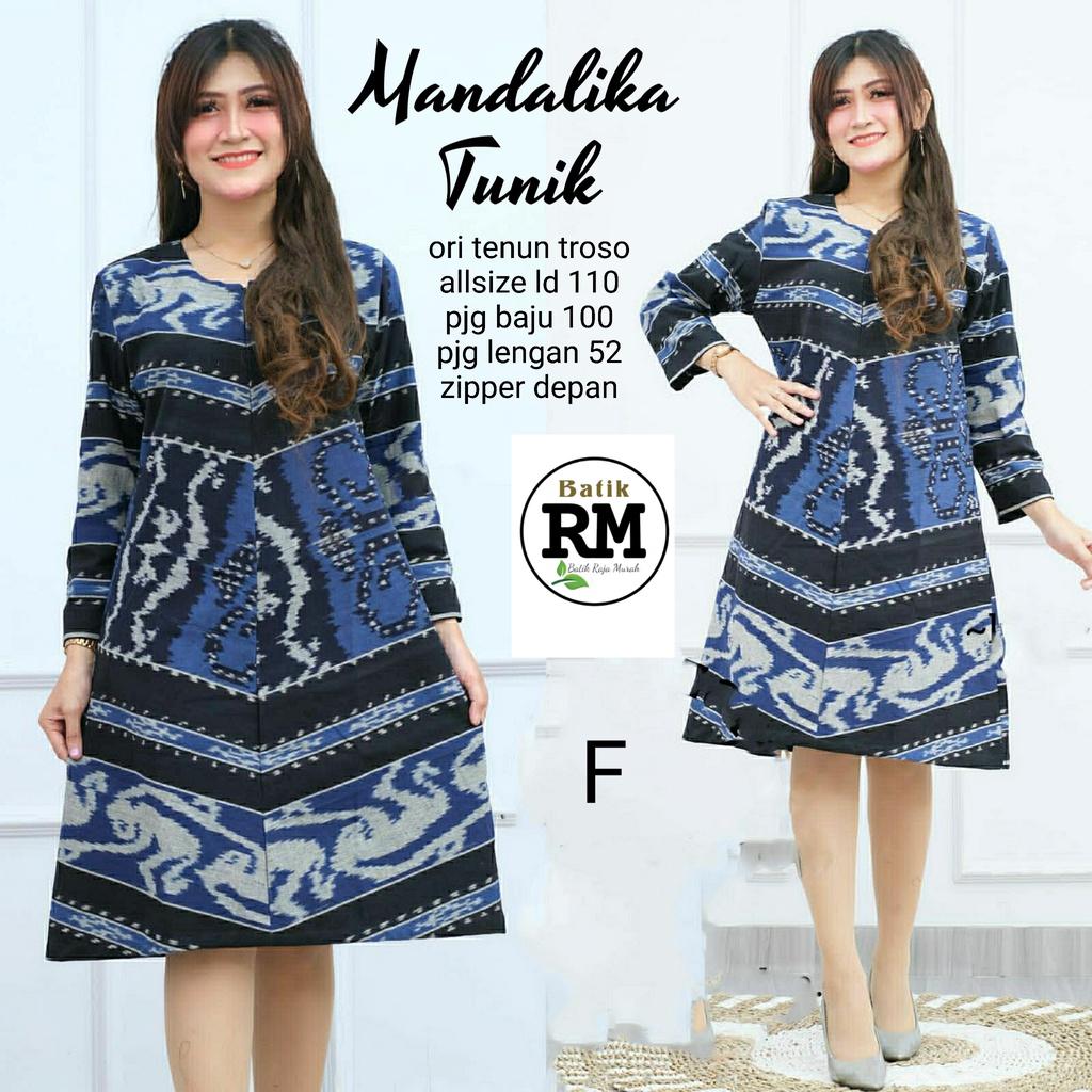 Seragam tunik tenun dan hem tenun