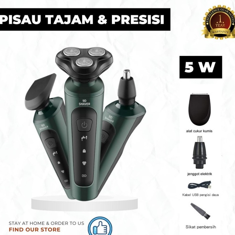 Alat Cukur Elektrik Pencukur Rambut Elektrik Shaver Elektrik 9D 3in1